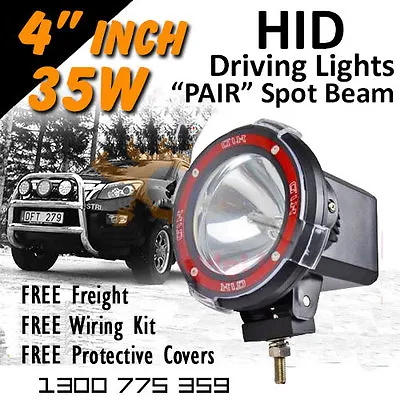 HID Xenon Driving Lights - Pair 4 Inch 35w Spot Beam 4x4 4wd Off Road 12v 24v • $193.65