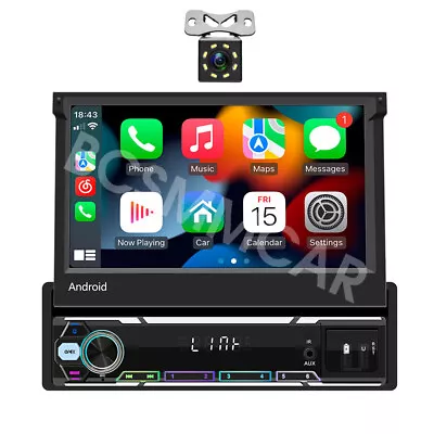 7in Car CarPlay Radio GPS Retractable Screen MP5 Bluetooth CarPlay W/8LED Camera • $222.54