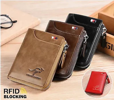 £8.99 • Buy Mens RFID Blocking Leather Wallet Credit Card ID Holder Zipper Purse Waterproof 