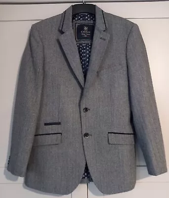 Cavani Grey Herringbone Slim Fit Blazer/Jacket Size 38 Chest [SEE DESCRIPTION] • £8