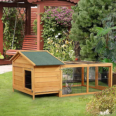 Wooden Rabbit Hutch Outdoor Guinea Pig Hutch Detachable Rabbit Cage W/O • £125.99