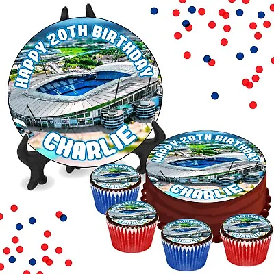 Etihad Man City Stadium 'B' PERSONALISED Edible Cake/Cupcake Toppers Football • £6.79