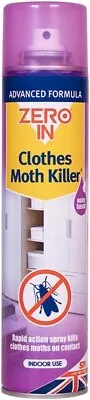 Aerosol Moth Killer Spray Zero In Clothes 300ml Fresh Cloth Protector Insect • £6.50