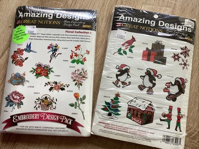 £5 • Buy Amazing Designs Great Notions Machine Embroidery Design Packs X 2