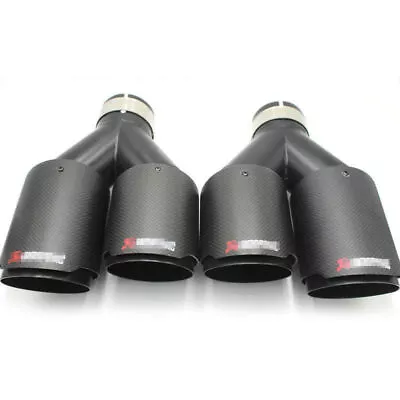 Universal 2PCS Carbon Fiber Exhaust Tip Dual Pipe OD 3.5  (89mm) ID 2.5  (63mm) • $199.99