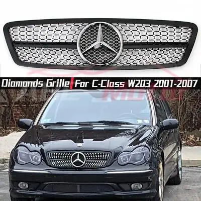 Dia-monds Style Grille For Benz C-Class W203 2001-2007 C200 C240 C320 C32 AMG • $99