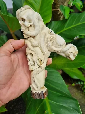 Moose Antler Carving Skull Octopus For Cane Handle • $100