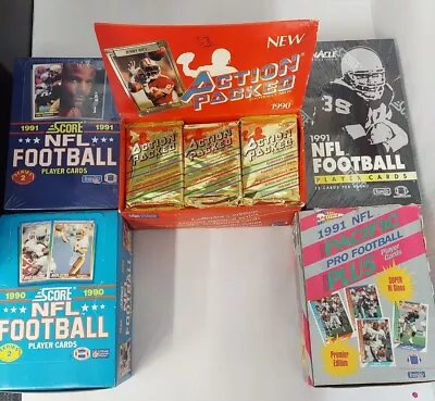 Lot Of (5) Vintage Football Boxes 1990 & 1991 All Packs Sealed • $119.95