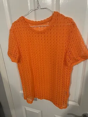 Shein Bright Orange Mens See Through T Shirt XL • £3