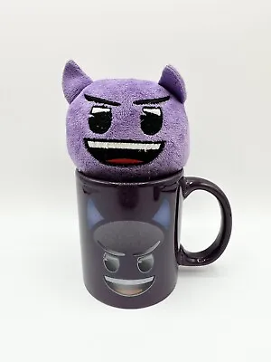 Purple Trouble Emoji Coffee Mug Smiling Smiley Face Horns Devil Plush Stuffy Tea • $13.97