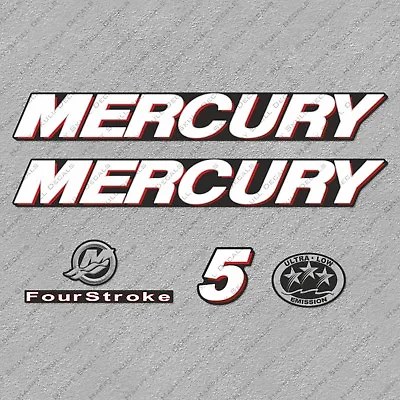 Mercury 5 Hp Four Stroke Outboard Engine Decals Sticker Set Reproduction 5HP • $40.49