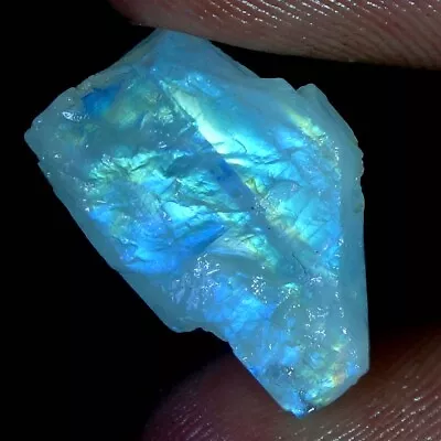 100% Natural Power Blue Fire Rainbow Moonstone Rough Slab Gemstone Material SD11 • $4.99