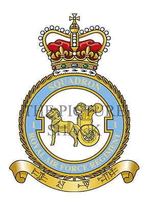 1 SQUADRON RAF REGT CREST ON A METAL SIGN 5 X 7 INCHES. FITS STANDARD FRAME. • £6.99