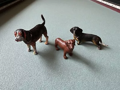 Lot Of 3 Dogs Safari Ltd Dachshund + Beagle Miniature Dachshund Pet Dog Toy • $5