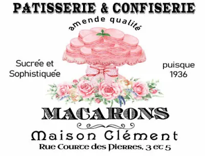 Vintage Grunge French Advertising Macarons Patisserie Waterslide Decals MIS696 • $12.99