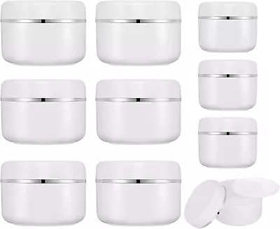 10 Pcs Cosmetic Sample Jars: 6x 100ml Travel Pots 4x 50g Sample Pots With Lids • £13.99