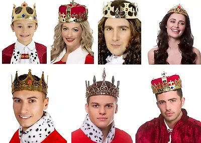 Kings Crown Queen Tiara Royal Princess King Medieval Royal Fancy Dress Adults • £2.99