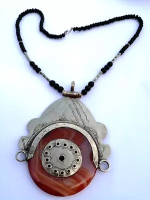 Vintage Berber Moroccan Necklace Jewelry Pendant Tribal African Carnelian Stone • $59.99