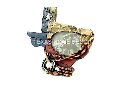 $24.95 • Buy Texas Shaped Picture Frame TX Flag Western Rope Horseshoe Holds 3.5 X 2.5  Photo