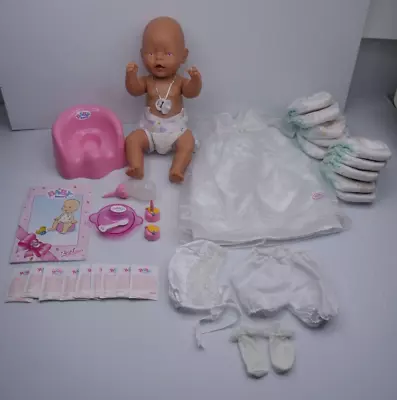 Baby Born Bundle 2004 Zapf Vintage Doll Potty Food Bowl Bottles Outfit Dummy • $54.99