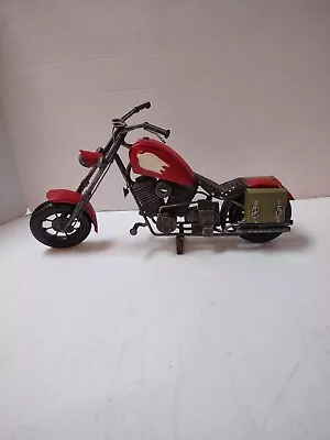 Metal Motorcycle Art Sculpture 15 Ins.Red With Green  #2059 • $30