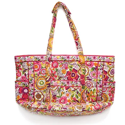 Vera Bradley Get Carried Away Tote Pink Floral Clementine Pattern Quilted Cotton • $53.89