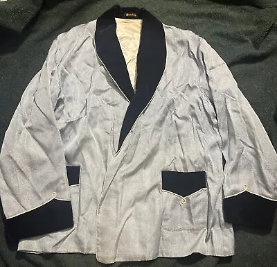Vintage 50’s Smoking Jacket Japan Made Blue Rockabilly • $120