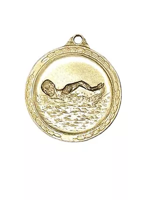 Vintage Japanese Swimming Competition Meet Award Medal Badge Japan Gold Tone • $8.95