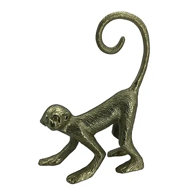 Brass Crouching Gold Tone Jungle Boho Realistic Monkey Figurine Decor 8.5  X 6  • $39.99