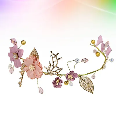  Bridal Headdress Gold Leaf Headpiece Flower Headband Floral Wedding Bride • £8.99