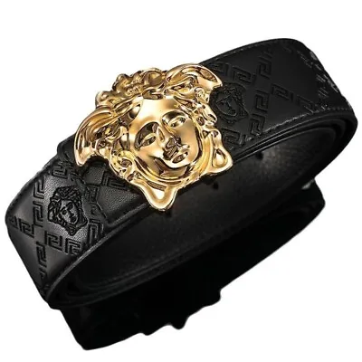 Fashion Diagonal Texture Medusa Belt - Men's Genuine Leather Business Belt • $28.69