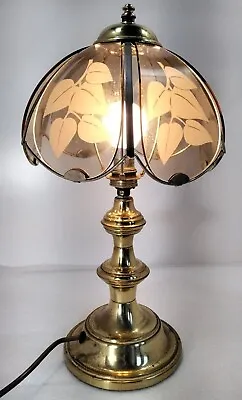 £12 • Buy Brass Gold Colour Vintage Table Lamp Base Glass Shade Lounge Bedside Light Study