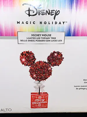 New 3' DISNEY MICKEY MOUSE TOPIARY TREE CHRISTMAS MAGIC HOLIDAY LED Poinsettia • $64.85