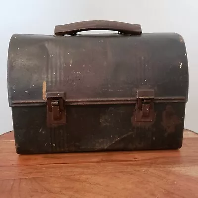 Antique Vintage Metal Domed Work Lunch Box Miner Railroad 10.25 X7.25  Primitive • $18