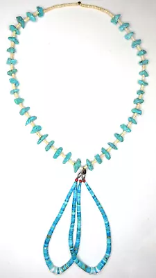 Medicine Man Navajo Turquoise Heishi Jacla Necklace Old Santa Domingo Pueblo • $355