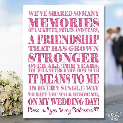 Will You Be My Bridesmaid Cards Maid Of Honour Sister Invite Card Invitation A6 • £2.06