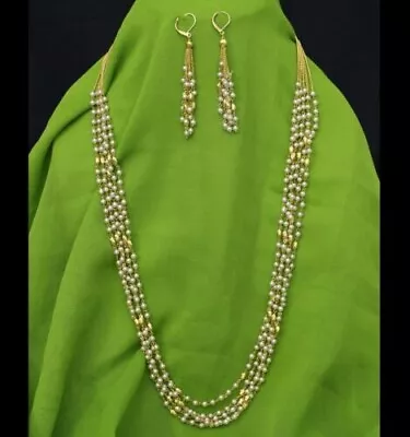 Indian Bollywood Fashion Gold Plated Long Necklace Wedding Women Jewelry Set • $17.98