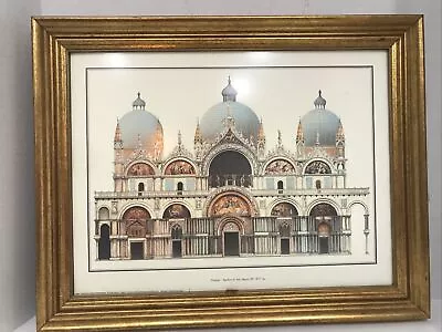 San Marco Basilica Print Patrignani Gold Gilt Framed 15x19” Venice Italy • $38.66