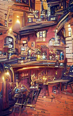 Main Tasting Room Steampunk Winery By Barbara Snyder Abstract Fantasy Art Print  • $229
