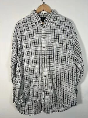 MUSTO Green / White Check Long Sleeve Button Up Shirt Size 17” • £19.99