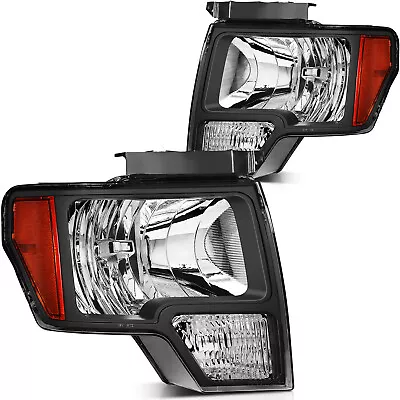 For 2009-2014 Ford F-150 Black Housing Headlights Assembly Replacement Front • $80.29