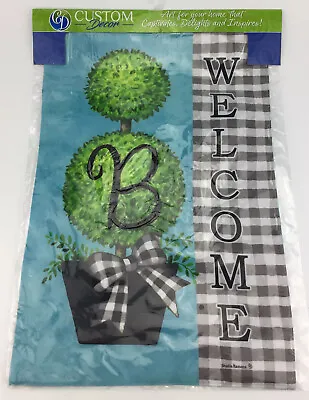 Custom Decor Gingham Topiary Embroidered Monogram Flag 12 X 18 Free Shipping • $13.48
