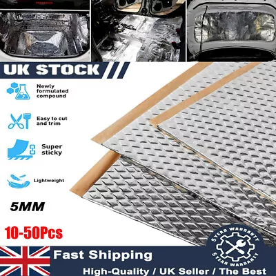 10-50 Sheet Sound Deadening Damping Mat Car Silent Compact Van Proofing 5mm Auto • £6.85