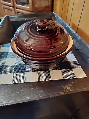 Old Marcrest Pottery Daisy Dot Vintage Brown Dutch Oven Baker Bean Pot • $60