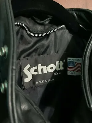 $400 • Buy Vintage Schott Cafe Racer 141 Size 40 Black Leather Jacket Made In USA