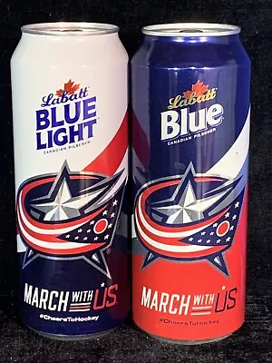 Labatt Blue 2015 Set ~ March With Us ~ COLUMBUS BLUE JACKETS 24 Oz (Emptied ) • $6