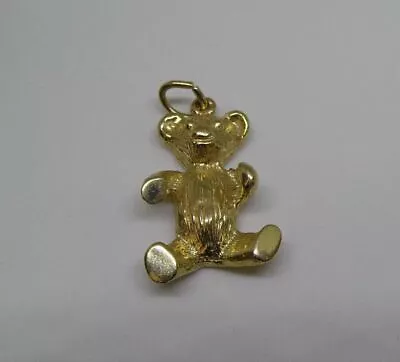 Vintage Signed RQC Rembrandt Charms 14K Yellow Gold TEDDY BEAR PENDANT 1 L 4.1g • $193.95