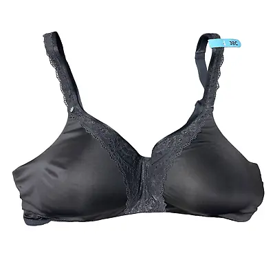 Bali Women 38C Black One Smooth U Post Surgery Comfort Wireless Lined Lace Bra • $35