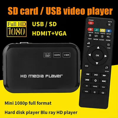 1080P Multi Media Player VGA  AV Audio Video Mini TV Box H.264 USB SDCard • £32.42