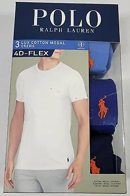 Polo Ralph Lauren 4D-Flex Lux Cotton Modal Crew T-Shirts Men's S Blue 3 Pack • $33.95